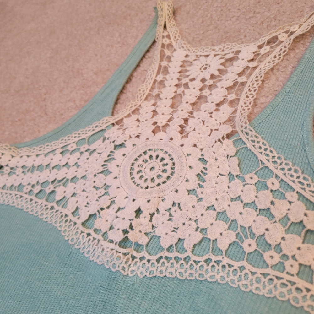 Lace Back Ribbed Tank - Picture 3 of 5